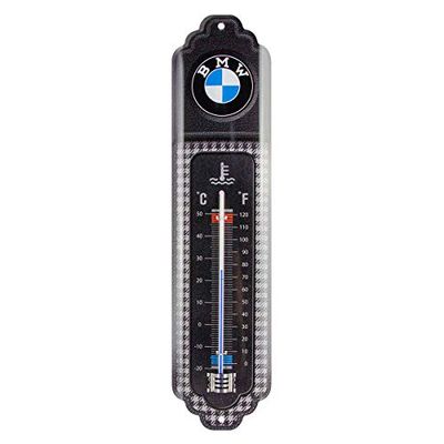 Nostalgic-Art, Termómetro analógico, BMW Classic Presente para fãs de acessórios de carros, de metal, design vintage, 6,5 x 28 cm