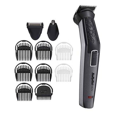 BaByliss MEN 11 in 1 Carbon Titanium Face and Body Multi Grooming Kit with Nose Trimmer and Foil Shaver Attachments