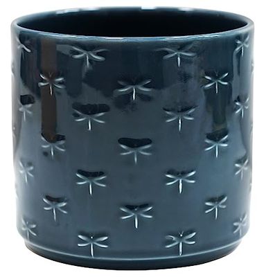 Ivyline Maceta, Loza, libélula Azul, 17,5 cm de Profundidad x 17 cm de Alto