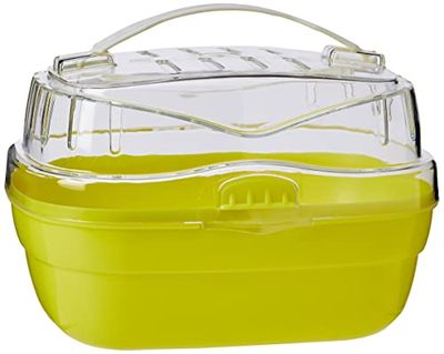 Ferplast Trasportino per criceti e altri piccoli roditori ALADINO SMALL Fessure di ventilazione, Comoda maniglia, Chiusura sicura, 20 x 16 x h 13,5 cm Verde