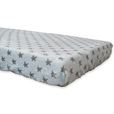 Babyline BACOESCE Hoeslaken voor de winter, superzacht, ademend en hypoallergeen, met rubber beklede, verstelbare hoeken (hemelblauwe ster, kinderbed 60 x 120 cm), uniseks