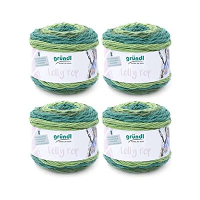 Gründl Lolly Pop, Hilo de Ganchillo y de Punto (Hilo Universal Similar a la Lana y Lavable 100% poliacrílico, 150 g / 240 m, tamaño de Aguja: 5-6, 4 x 150 g), Mint Swirl