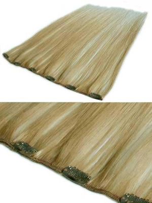 I&K Clip In Human Hair Extensions - Quick Length Piece 22-Medium Blonde 18 inch