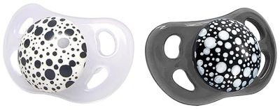 Twistshake Conjunto de 2 chupetes com étnico físico ortopédicos de silicone médico, chupetas, com forma ultrasuave, peito com orifícios de ventilação, para bebés 6 meses, sem BPA, preto / branco