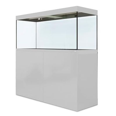 Amtra Alux 220 Led White Combi - Acquario professionale in vetro da 220L con coperchio e mobile in legno, per pesci di acqua dolce e salata, kit professionale, colore bianco