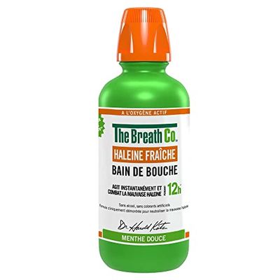 The Breath Co - Bain de Bouche Sans Alcool - Formule développée par un dentiste - Haleine Fraîche pendant 12 heures* - Menthe Douce, 500ml