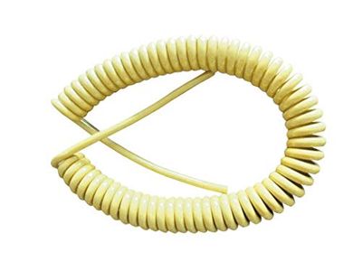Prolongación de manguera rizada 3x1mm, 5 metros, enrollado en 50 cm, ideal para uso en jardinería y conexión de accesorios.