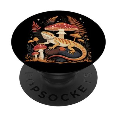 Lindo dragón barbudo de hongo Cottagecore de Pogona PopSockets PopGrip Adhesivo