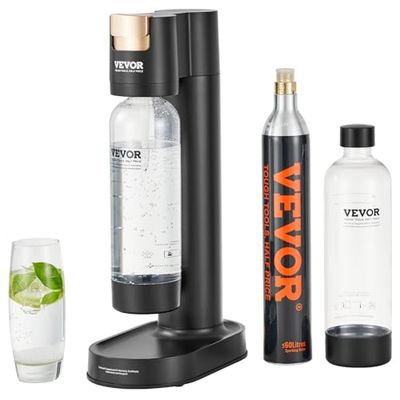 VEVOR Mousserend water Maker, Soda Maker Machine voor Thuis Koolzuur, Soda Maker met 2 BPA-vrije 1L PET-fles, CO2-cilinder (bevat geen CO2-gas), compatibel met reguliere inschroefbare 60L CO2-cilinder
