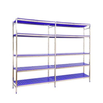 Simon Rack Estanterías Acero Inoxidable, 1600x2490x500 mm, 180 kg de Punto Flexión, 5 Estantes, Estantería Industrial, Estantería Cocina Profesional, A.Inoxidable/Azul - Simoninox