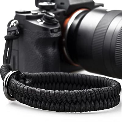 AQAREA Cinghia da polso per fotocamera DSLR Mirrorless, cinghia da polso per fotocamera a sgancio rapido con connettore più sicuro, nero, 41 cm