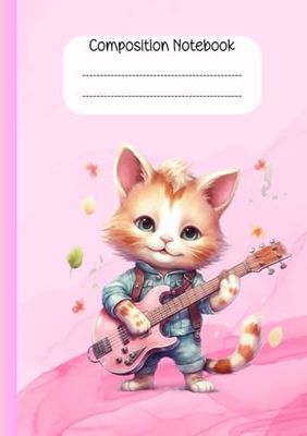Rockstar Kawaii Kitty Notebook – Pink Marble Hardcover Edition: Cute Rockstar Cat Composition Notebook for School