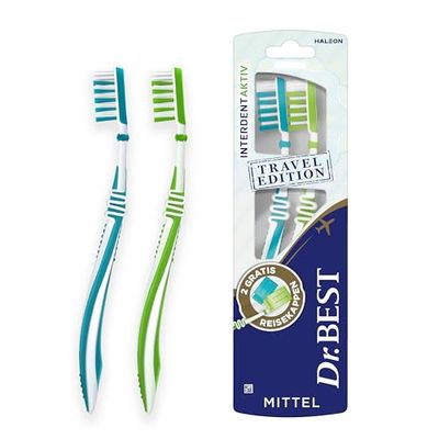 Dr.Best Interdent Active Travel Edition - Mediana (2 unidades) para una limpieza profunda hasta los espacios interdentales