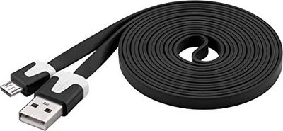 PremiumCord Cable de Conexión USB - Micro USB Plano PVC 2m, A Macho a Micro B Macho, Cable de Datos 2.0 de Alta Velocidad, 2x Blindados, AWG28, Negro