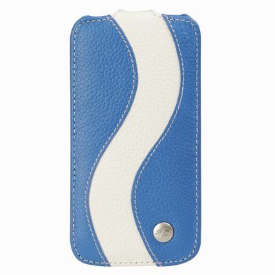 Melkco lederen hoesje voor Samsung Galaxy S4 Mini - Special Edition Jacka Type, Flip Cover, Blauw/Wit