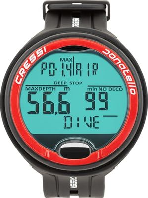 Cressi Donatello Diving Computer Ordinateur de Poignet Professionnel pour la Plongée et l'Apnée Unisex-Adult, Noir/Rouge, Unique