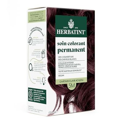 Herbatint Soin Colorant Permanent Cheveux 5M Châtain Clair Acajou - 170ml | Sans Ammoniaque, 100% Couverture Cheveux Blancs| Testé Dermatologiquement pour Peaux Sensibles, avec 8 Extraits Végétaux Bio