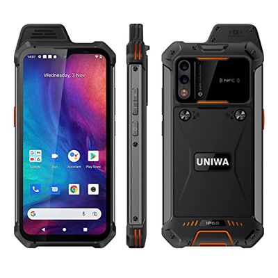 UNIWA W888 Zello Walkie Talkie 6,3 pollici Touch Screen Octa Core Processore 4GB RAM 64GB ROM rimovibile 5000mAh Versione globale 4G Android 11 NFC Smartphone (arancione)