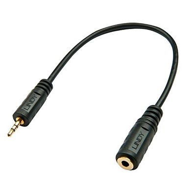 Lindy 35698 Premium Audio Kabel Klinkenstecker 2,5 mm Klinke männlich auf 3,5 mm weiblich, 20 cm