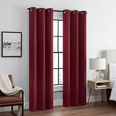 Eclipse Andover Rideaux occultants Thermiques à Triple Tissage avec œillets pour Chambre à Coucher (2 Panneaux), 106,7 x 213,4 cm, Rouge