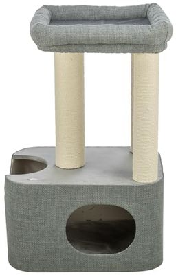 TRIXIE Tiragraffi Viviana rettangolare 86 cm in blu/grigio – Albero per gatti a più piani con molte possibilità di graffi e giochi, nonché luoghi di ritiro – accogliente e stabile – 44475