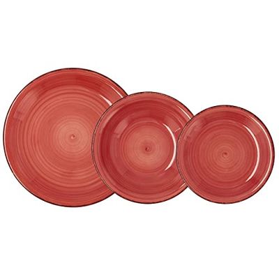 Quid Coral Vita Keramiek Servies, 18 Stuk, voor 6 Personen, Rood
