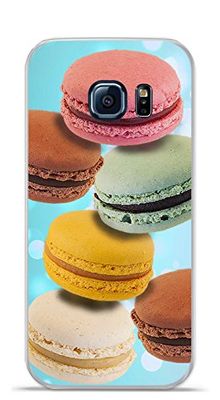 Beschermhoes van zachte TPU-gel voor Samsung Galaxy S7 Edge, design macarons op een blauwe achtergrond.