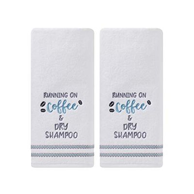 SKL Home Running On Coffee 2 Pc Hand Towel, Cotton, White
