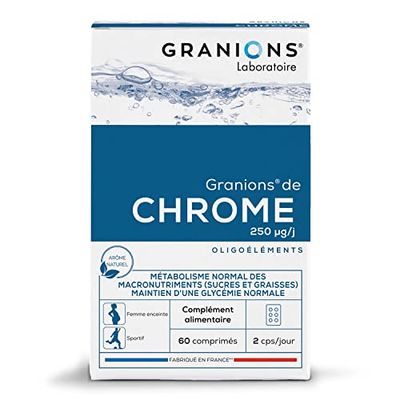Chrome GRANIONS - 250 µg - Fabriqué en France - Maintien d'une glycémie normale - Coupe Faim - 60 comprimés