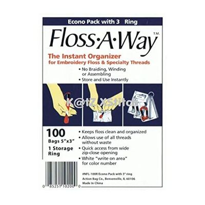 Action Bag FL100R Floss-A-Way organizer, 3 x 5" 100/pak, rood