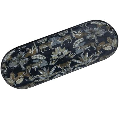 BANDEJA METAL ESMALTADO LEOPARDOS_41X15X1CM