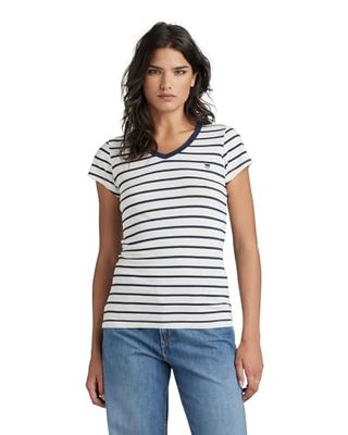 G-STAR RAW Dames Eyben Stripe Slim T-Shirt, Multicolor (Milk/Sartho Blue Stripe D244-8096), L