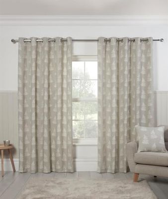 Sundour Cortinas con Ojales en la Parte Superior, 168 x 137 cm, diseño de Hojas de Helecho, Color Gris