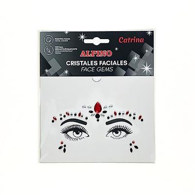 Alpino Catrina Adhesive Face Gems | Shiny Face Stickers | Makeup for Festivals, Carnival & Halloween | Shiny Face Stickers