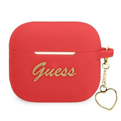 Guess GUA3LSCHSR Case for AirPods 3 Cover Red Silicone Charm Heart Collection