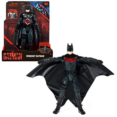 DC Comics, figura de acción Wingsuit Batman de 30,5 cm con luces y sonidos, alas que se extienden, coleccionable de la película The Batman, juguetes para niños y niñas a partir de 3 años