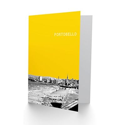 Wee Blue Coo Portobello Edinburgh Scottish Landmark Yellow Greetings Card