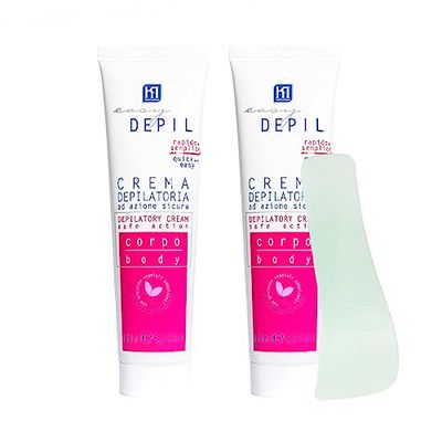 Easy Depil KIT 2 PEZZI CREMA DEPILATORIA CORPO GAMBE BRACCIA da 150 ml. Rapida, semplice da usare, efficace e sicura. Con Proteine Vegetali Addolcenti. Pelle liscia, Profumazione gradevole, Unisex