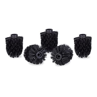 Relaxdays Lot de 5 brosses de toilette, fil de 9,5 mm, diamètre de la tête de brosse de rechange 8 cm, noir, 8 x 8 x 9 cm