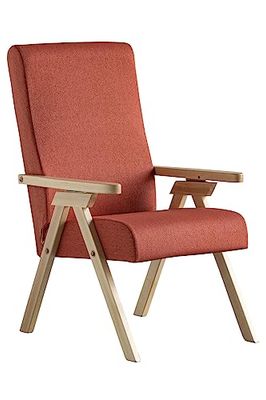 Fåtölj i trä FIAMMETTA ESSEGI Relax vilstol NATURAL tyg orange avtagbar