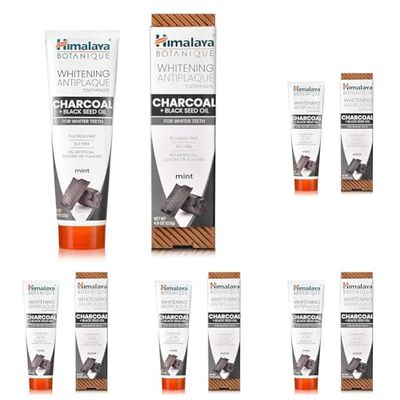 Himalaya, Whitening Antiplaque Toothpaste, Charcoal + Black Seed Oil, Mint, 4.0 oz (113 g) (Lot de 5)