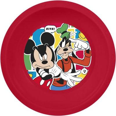STOR Bol en plastique rouge Disney Mickey Mouse résistant aux chocs accidentels et réutilisable