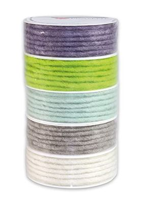 PRÄSENT ELBE Cordon coloré, 5 x 3 m de cordon naturel Ø 5 mm, kit de ruban cadeau pour emballage et décorations, cordon en laine souple en différentes couleurs