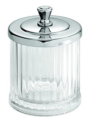 iDesign Alston bomullskudde dispenser, plastpinnar, genomskinlig/silverfärgad, silver