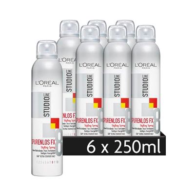 L'Oréal Paris Studio Line spray de penteado sem deixar vestígios FX ultra forte de 250 ml, pacote de 6 x 250 ml)