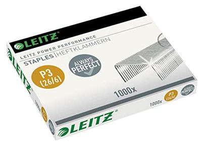 Leitz P3 Power Performance 26/6 Staples, Strong Steel, 6 mm, 1000 Staples, Up to 30 Sheet Capacity