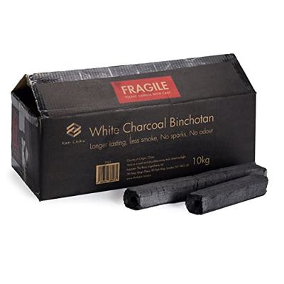 Ken Chiku - Charbon Blanc Binchotan 10Kg | Briquettes parfaites pour Le Barbecue | Longue durée de Combustion | sans fumée et sans Odeur | Charbon de Bois de qualité Restaurant