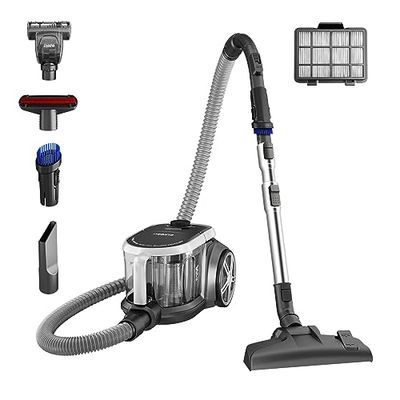 EUREKA NEN180, Bagless Canister Vacuum Cleaner, Lightweight Vac for Carpets and Hard Floors, Silver with Black