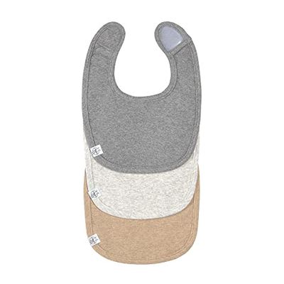 LÄSSIG Bébé Set de Bavoirs (3 pcs.) Nouveau-né Bavoir à baver Velcro GOTS/Newborn Bib Set GOTS Darkgrey/Light Grey/Nature Melange