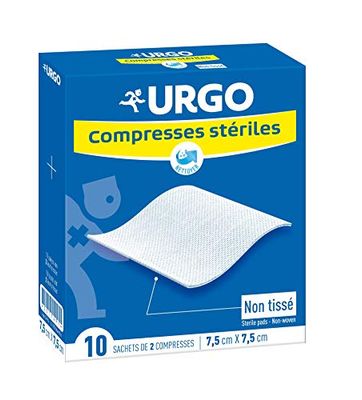 Urgo - Compresse sterili - Non tessute - Confezione da 10 bustine da 2 compresse - 7,5 x 7,5 cm